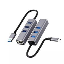 NEW Combo Gigabit Ethernet USB Type-A 3 Port Hub Adapter 5Gbps, MacBook, Windows picture