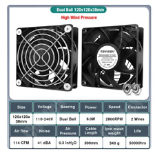 AC 12038 120Mm X 38mm 110V 120V Dual Ball Metal Cooling Axial Fan High Airflow picture