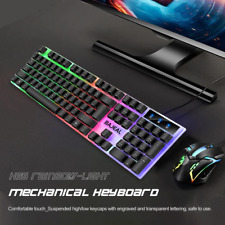 Backlit Keyboard 98 Keys Mechanical Keyboard Wired USB RGB Lights 1.5M Cable  picture