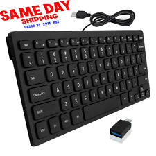 Ultra Thin Mini USB Wired Compact Keyboard f/ PC Laptop 78 Keys Waterproof Black picture