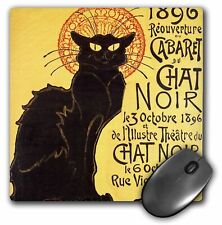 3dRose Vintage French Chat Noir Black Cat Art MousePad picture