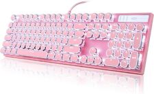 Camiysn Typewriter Style Mechanical Gaming Keyboard, Pink Retro Punk Gaming K... picture