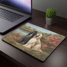 Floral Afghan Hound art Mouse Pad, Afghan Hound Cottagecore aesthetic desk mat picture