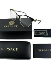 Versace NEW Black Gold Cat Eye Womens Metal Frames 54-18-140 Eyeglasses VE1271 picture