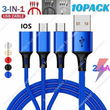 10 PACK 3 in 1 Fast USB Charging Cable Universal Multi-Function Charger Cord LOT picture
