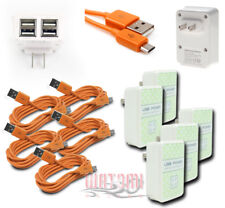 5X 4 USB PORT WALL ADAPTER+3FT CORD POWER CHARGER ORANGE HTC ONE LUMIA 925 MOTO picture