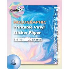 20 PK Koala Printable Vinyl Holographic Sticker Paper Rainbow Waterproof 8.5x11 picture