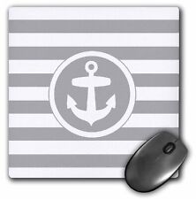 3dRose Nautical anchor circle design on grey and white striped Gray Stripes Mous picture