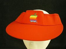 APPLE COMPUTER Vintage Red SUN VISOR Hat w/ SEWN Original RAINBOW LOGO New NOS picture