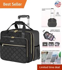 Durable Rolling Laptop Bag with Wheels - Versatile Travel Business Case - Black picture