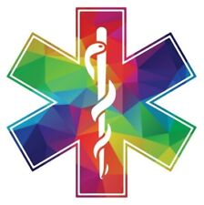 EMS Star of Life Multi Colored Sticker Decal (Select your Size) picture