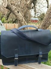 Special Edition Dark Navy Blue, Buffalo Leather Messenger Bag/Briefcase 18x13x4  picture