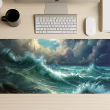 Ocean Storm Gaming Mouse Pad, Sea Waves XL Mousepad, Nautical Extended Deskmat picture