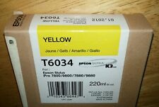 01-2024 NEW GENUINE EPSON T6034 YELLOW 220ml INK STYLUS PRO 7800 9800 7880 9880 picture