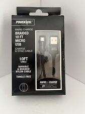 New PowerXcel Rapid Charge Braided 10Ft Micro USB  Charge & Sync Cable picture