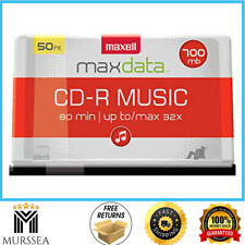 CD-R Blank Media Spindle Maxell Audio Music 32 x 80 Minute 700MB Player 50 Pack picture