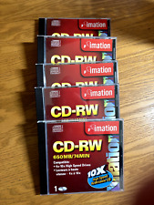 Lot of 5 Imation CD-RW Blank 74 Min 650MB  10X w/ Individual Jewel Case-NEW picture