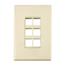 Construct Pro 6-Port Keystone Wall Plate with Screwless Face (Ivory) picture