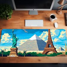 Iconic World Landmarks Pixel Art Large Desk Mat Mouse Pad – 3 Sizes picture