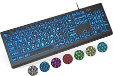 SABLUTE Large Print Backlit Keyboard, with 7-Color & 4 Modes for PC, Laptop picture