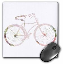 3dRose Pink girly bicycle design - floral shabby chic bike on white - stylish pa picture