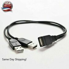USB 2.0 Female to 2 Dual USB Male Power Adapter Y Splitter Cable Cord Connector picture
