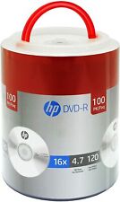 100 HP Blank 16X DVD DVD-R Branded Logo 4.7GB Media Disc Spindle with Handle picture