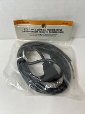 NOS Radio Shack Archer 6 ft 3-Wire AC Power Cord 3 Prong Tinned 18 Gauge NIP picture