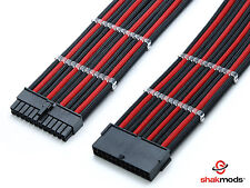 24pin ATX Mobo 30cm Black Red Sleeved PSU Extension Shakmods with 2 cable combs picture