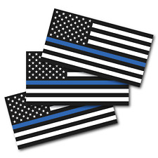 3x Thin Blue Line American USA Flag Vinyl Decal Cars Trucks Police Sticker picture