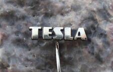 Antique Tesla Electronics Firm Capital Letter Logo Equipment Black Pin Badge picture