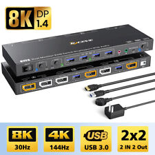 HDMI 4 Ports KVM Switch 8K@30Hz 2 In 2 Out USB Switch For 2 Computers Share US picture