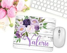 Purple Floral Personalized Mouse Pad Office Desk Gifts For Women Desk Decor picture