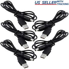 (5-pack) USB to 5.5x2.1mm Barrel Connector 5V DC Power Cable Male, 120cm/4ft 5X picture