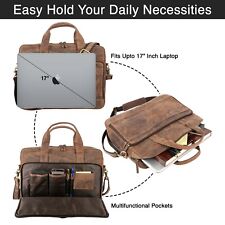 Buffalo Leather Laptop Messenger Satchel Briefcase Office College Bag for Gift picture