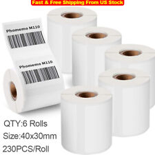6 Rolls 40x30mm Sticker Label Self-Adhesive  Paper for Phomemo M110/M200 Printer picture