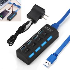 USB 3.0 Hub Charger Switch Splitter Powered AC Adapter 4 Port PC Laptop Desktop picture