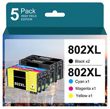 5PK 802 802XL Ink Cartridges for Epson WF-4734 WF-4740 WF-4730 EC-4030 EC-4020 picture