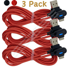3 Pack 3/6Ft Braided USB Type C Cable 90 Degree Fast Charge Cord Lot For Samsung picture