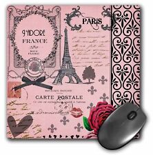 3dRose Stylish Vintage Pink Paris Collage Art - Eiffel Tower - Red Rose - Girly picture