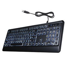 USB Interface Large Print Backlit Wired Keyboard USB Wired Lighted Keyboard Q4H1 picture