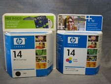 Lot of 2 HP Ink Cartridges 14 Black & Tri-Color Exp 2006 - NEW w Idea Booklet picture
