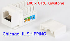 100 x CAT6 Keystone Jack White Ethernet 110 Punch Down 8P8P RJ45 picture