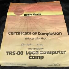 Vintage 1980s TRS-80 Computer Camp Completion Certificate Poster Radio Shack picture