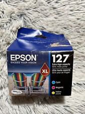 Genuine Epson 127XL 3 Pack Cyan Magenta Yellow T12752 Ink Cartridges 01/19 Open picture