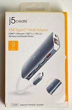 j5 create USB-C Multi Adapter 9-in-1 W/ HDMI, SD, Ethernet, USB 3.1 (JCD383) New picture