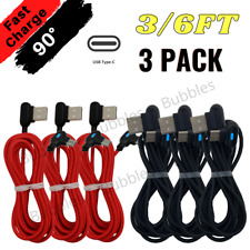 3x 6ft Braided Right Angle USB Type C Fast Charger Cable Charging Data Sync Cord picture