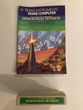 RARE VINTAGE Texas Instruments Demolition Division Video Game W Manual TI-99 4A picture