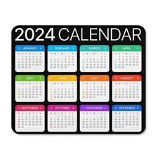 2024 Calendar Mouse Pad, Square New Year 2024 Mousepad, Black  picture