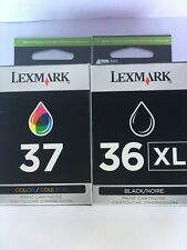 New Genuine Lexmark 36xl Black 37 Standard Color In Box 2PK Ink Cartridges  picture